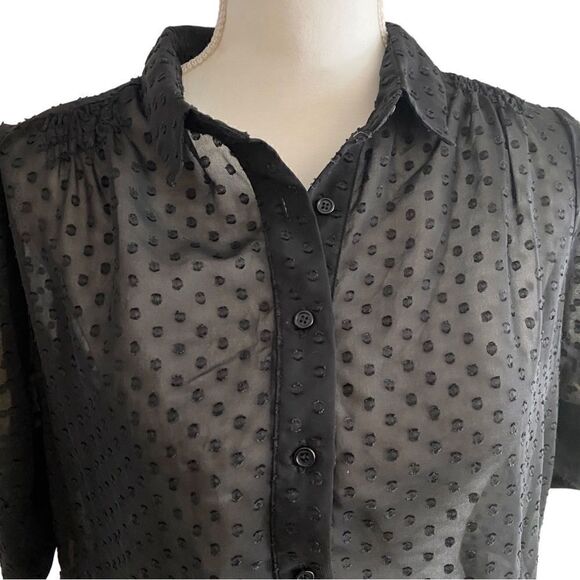 Louche Sheer Black Blouse Size 12 - Picture 2 of 6